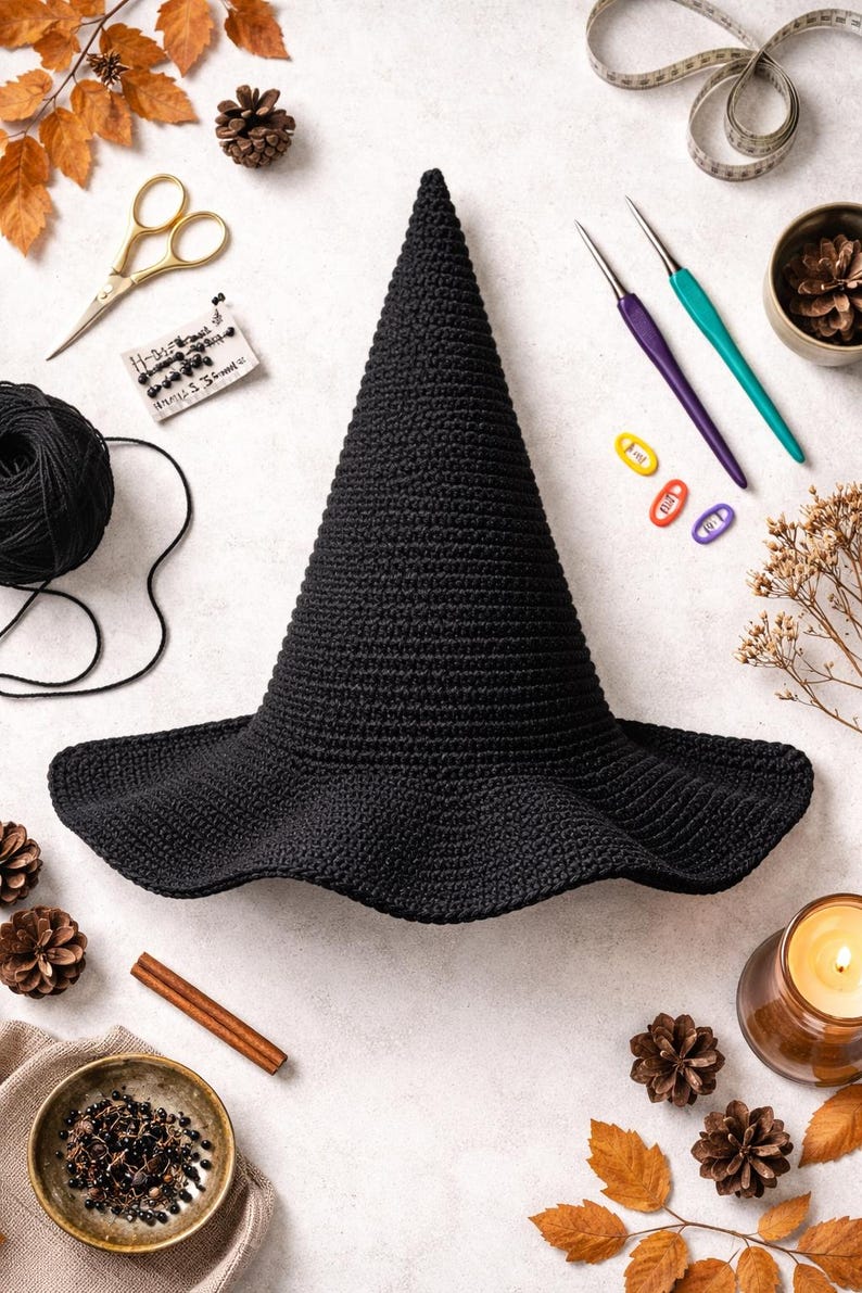 Midnight Witch Hat Crochet Pattern | Advanced Beginner Halloween ...
