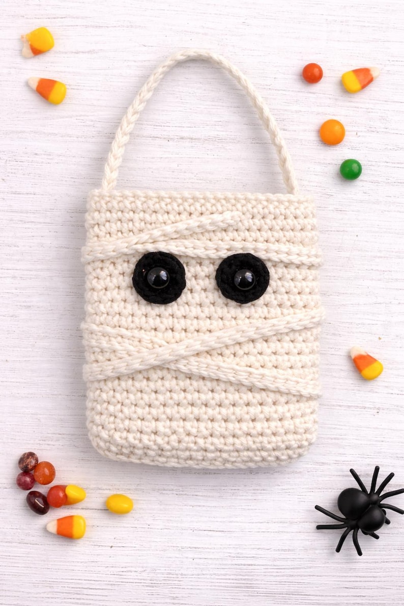 Crochet Trick-or-Treat Bag Pattern – Frankenstein, Mummy, Vampire (PDF Download) image 4