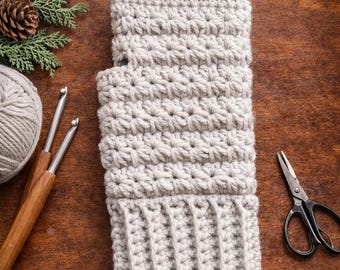 Star Stitch Wrist Warmers Crochet Pattern | Ribbed Cuff, Thumbhole (Digital Download)