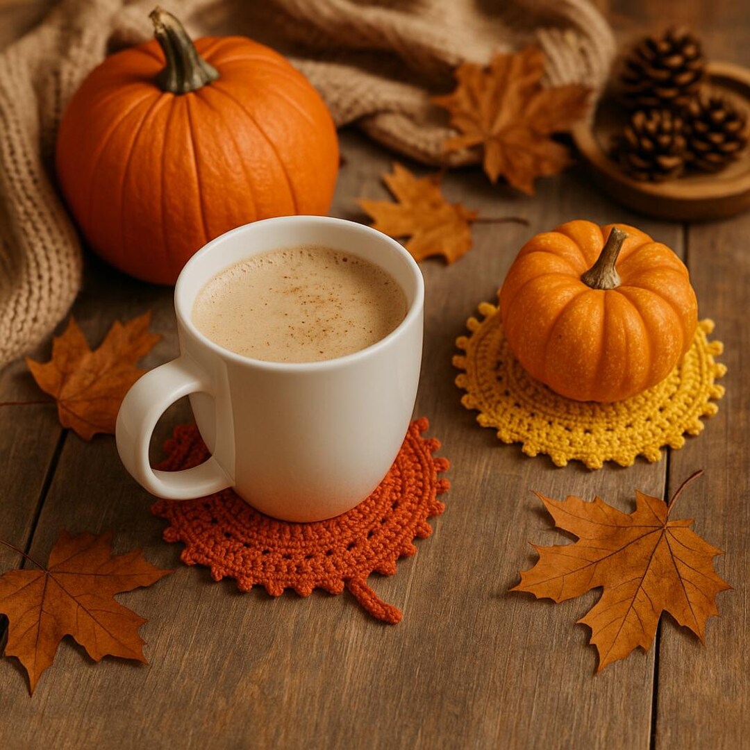 Fall Coaster Crochet Pattern Set | Leaf & Circle Designs (PDF Pattern ...