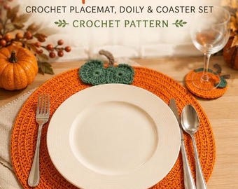 Crochet Pumpkin Pattern Bundle: Coaster, Doily, Placemat (PDF)