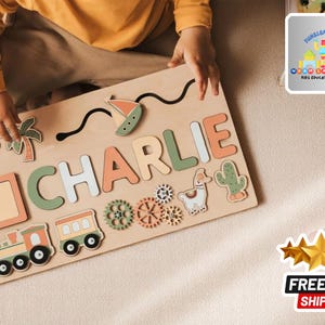 Rompecabezas de madera personalizado / Rompecabezas con nombre personalizado / Juguete educativo para bebés / Regalo con tablero de letras personalizado / Rompecabezas personalizado para niños