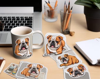 Digitale Bulldogge Sticker: Drucke sie zu Hause aus und kreiere sie sofort! PNG und PDF enthalten