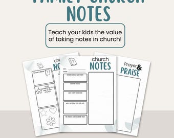 Family Church Notes Printable {Digital} Preschool, Teens, Adults