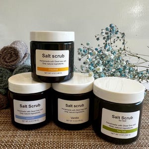 Salt Scrub Exfoliating Natural Body Foot Dead Sea Salt Handmade Skincare Spa Gift for mom Morher’s Day gift