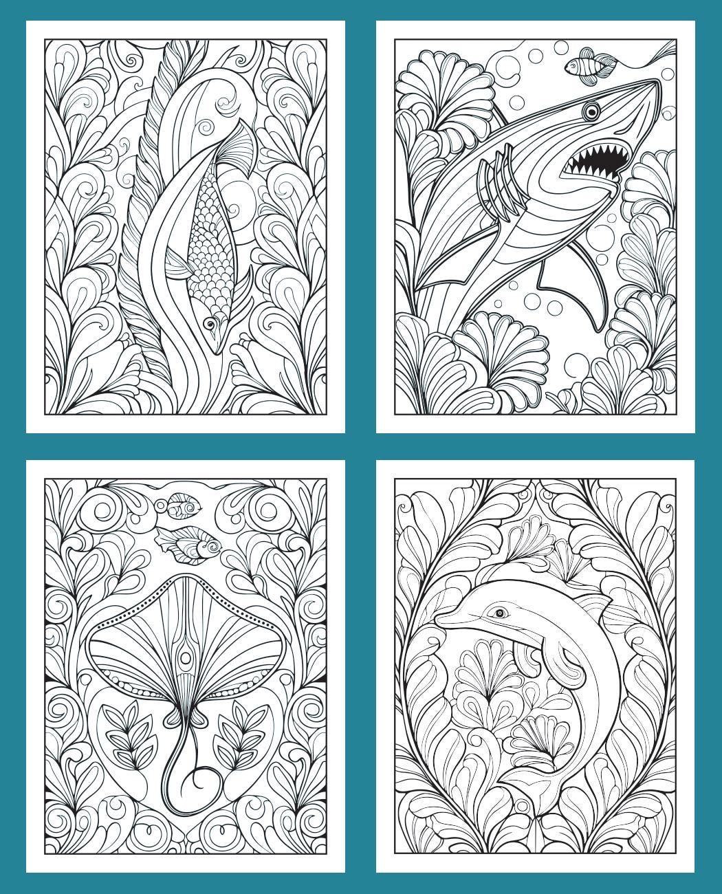 Whimsical Sea Creatures Adult Coloring Book on Cardstock for Markers - Etsy