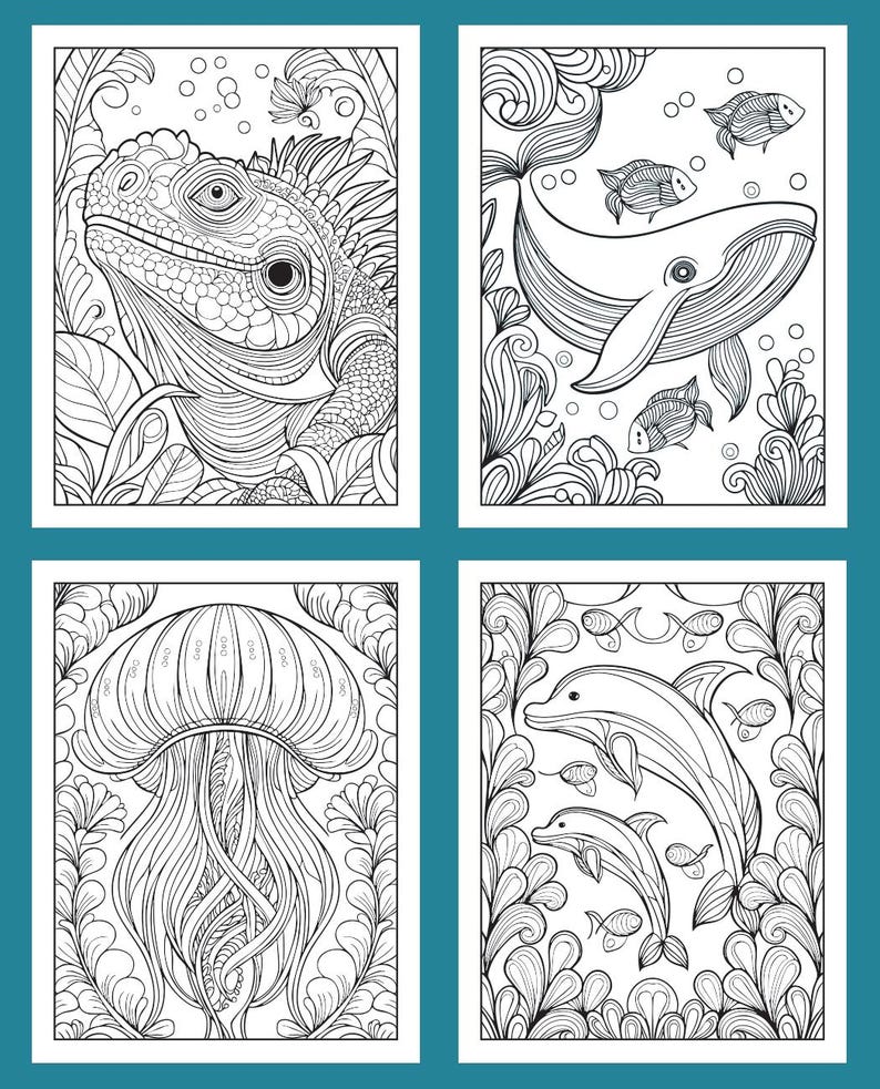 Whimsical Sea Creatures Adult Coloring Book on Cardstock for Markers - Etsy