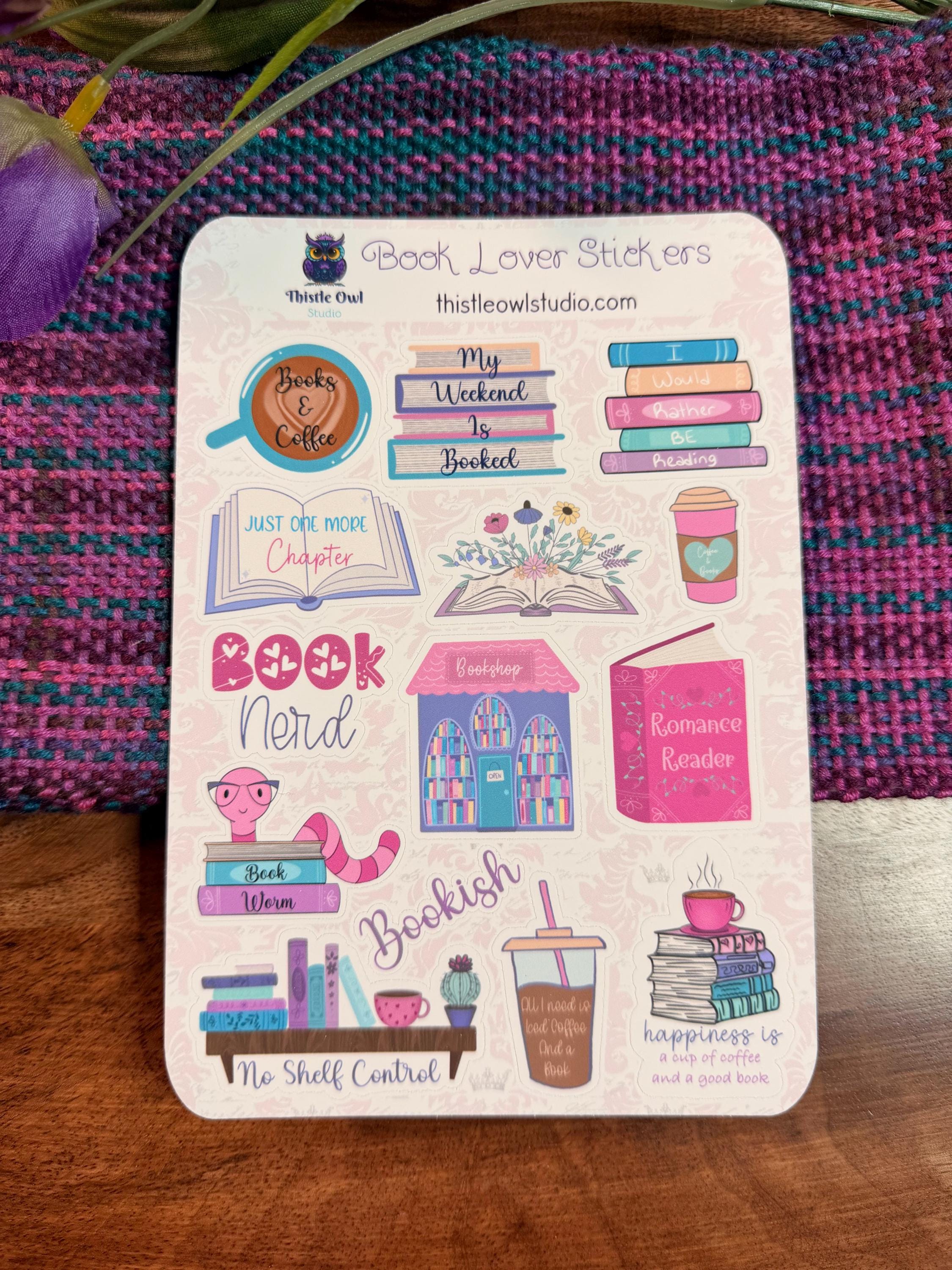 Book Lover Sticker Sheet | Hand-drawn Bookish Stickers | Matte Vinyl ...