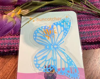 Butterfly Suncatcher Decal | Holographic Window Cling | Rainbow Light Sticker | Nature Lover Gift | Whimsical Home Decor