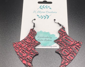 Red / Black Dragon faux leather earrings