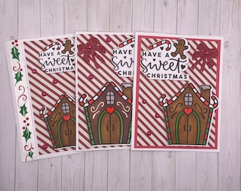 Handmade Gingerbread Christmas Cards set of 3