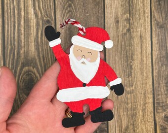 Hand Painted wood Santa ornament