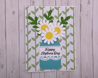 Hand Made Mother's Day Card, Daisies in a Jar