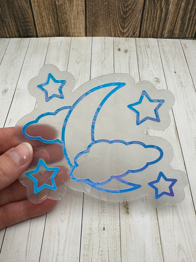 Moon and stars suncatcher window cling decal afbeelding 7