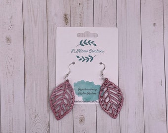 Hand Painted wood leaf earrings