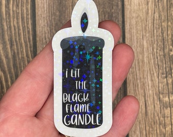 3 inch holographic black flame candle sticker