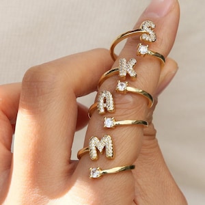 Personalized Dainty Initial Ring | Letter Ring | Custom Name Ring | Mother Ring | Everyday Stacking Ring | Gift for Mom
