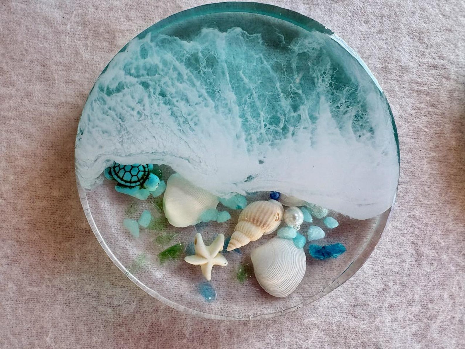 Shell Caoster Handmade Ocean Resin Coasters With Real Shells | Coastal Seashell ...