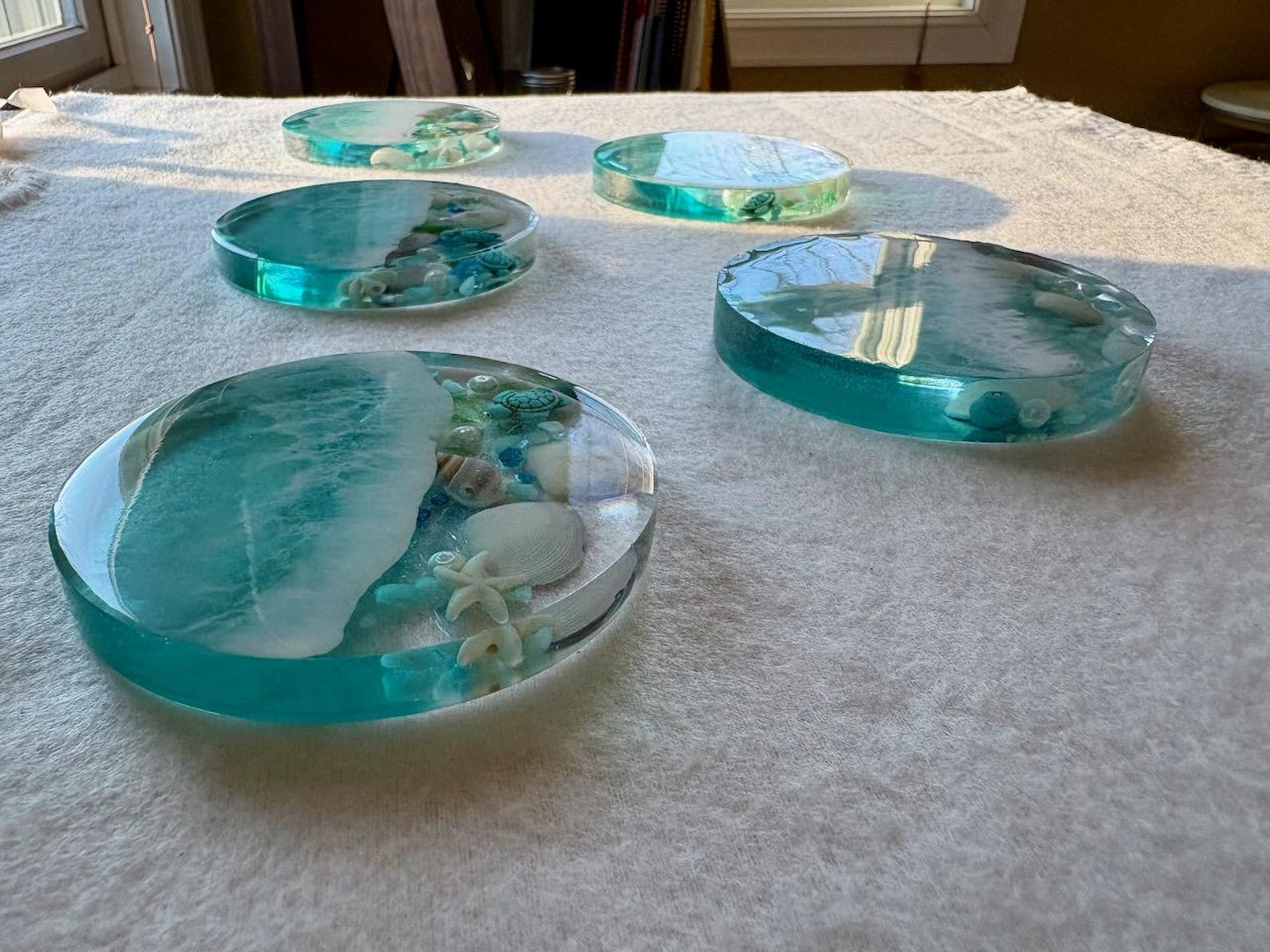 Shell Rim Coasters Handmade Ocean Resin Coasters With Real Shells | Coastal Seashell ...