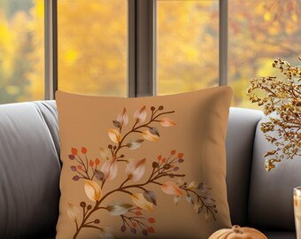 Fall Leaves Pillow: Faux Suede Autumn Home Decor