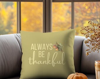 Thankful Faux Suede Pillow: Fall Home Decor