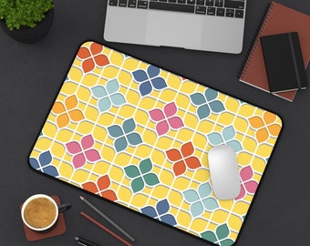 Colorful Tile Print Desk Mat - Office Decor- Workspace - Home Office - Birthday - Mother's Day - Birthday - Christmas - Laptop Mat