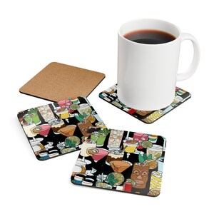 Cocktail Glasses Coaster Set: High-Gloss Drinks Coasters