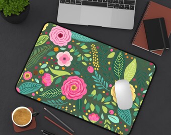 Pretty Multi Colored Floral Print Desk Mat - Floral - Office Decor- Workspace - Home Office - Birthday Present - Mother's Day- Birthday