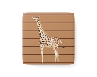 Magnet - Giraffe - Porcelain - Gift - Christmas Stocking - Birthday - Hostess - Refrigerator - Zoo - Safari - Animal