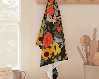 Multi-Colored Floral Print Kitchen Towel - Flowers- Mother's Day -  Kitchen - Cook - Christmas - Housewarming - Birthday - Hostess Gift