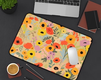 Pretty Flower Print Desk Mat - Office Decor- Workspace - Home Office - Birthday - Floral  - Christmas - Laptop Mat - Garden - Mothers Day