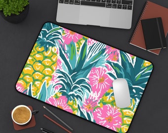 Muti-Colored Hawaiian Inspired Print Desk Mat - Office Decor- Workspace - Home Office - Birthday - Mother's Day - Christmas - Laptop Mat