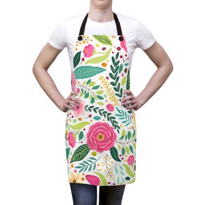Apron, Bright Floral, Chef,  Birthday, Housewarming,  Hostess Gift, Christmas Present,  Kitchen, Mom, Shower, Flowers, Gift For Her