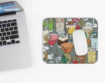 Mouse Pad - Cocktail Print - Drinks - Desktop - Gaming - Birthday Present - Christmas - Computer Accessory - Desktop - Mother's Day - Dad