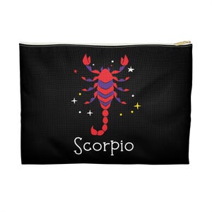 Zodiac Makeup Bag, Scorpio Scorpion, Cosmetic Bag, Bridesmaid Gift, Christmas, Birthday, Gift for Her, Astrology, Horoscope, Zodiac Present