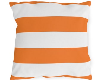 Outdoor Pillow - Orange and White Stripe Print Pillow - Outside - Pool - Patio - Porch - Deck - Summer - Birthday Gift - Mother's Day