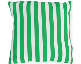 Green and White Striped Outdoor Pillow - Pool - Patio - Deck - Porch - Outside - Summer Decor - Birthday - Gift for Her - Housewarming Gift