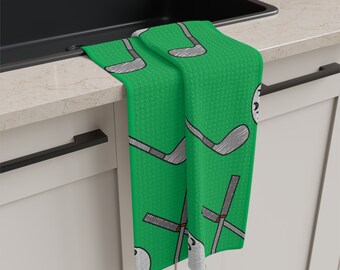 Green Golf Print Kitchen Towel - Kitchen - Cook - Christmas - Housewarming - Birthday - Men - Father's Day - Man - Grill - Bar - Host Gift