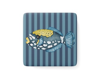 Magnet -Tropical Fish - Porcelain - Gift for Her - Christmas Stocking - Birthday - Hostess - Grab Bag- Ocean - Refrigerator