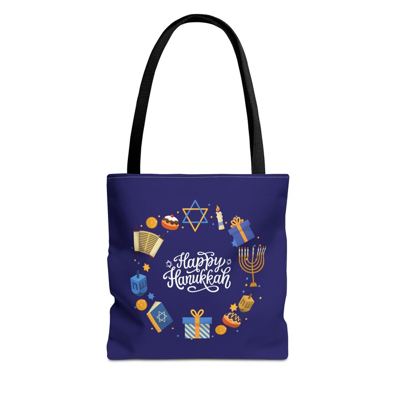 Hanukkah Pattern Print Leather Tote Bag main image 0
