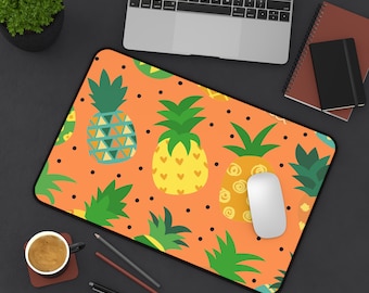 Desk Mat - Colorful Pineapple Print - Office Decor- Workspace - Home Office - Birthday - Hawaiian  - Christmas - Laptop Mat - Tropical