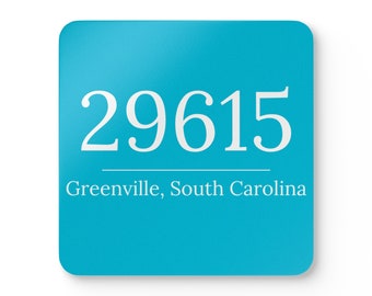 Posavasos personalizados con código postal de ciudad: regalo de decoración para el hogar personalizado