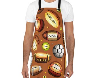 Colorful Sports Balls Print Apron - Birthday - Kitchen - Christmas - Cook- Father's Day - Football - Sports - Men- Basketball - Man