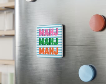 Mahjong Magnet: Square Porcelain Fridge Decor