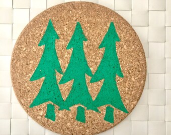 Christmas Tree Cork Trivet, Hot Pad, Hot Plate, Pot Holder, Extra Large Coaster, Teacher Gift, Hostess Gift, Housewarming Gift, Holiday