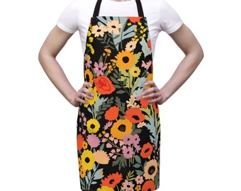 Apron - Multi-Colored Flower - Chef - Birthday - Mother's Day - Housewarming - Hostess Gift - Kitchen -Christmas - Cook- Flowers - Garden