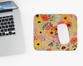Rectangle, Multi-Colored Floral Design Mouse Pad - Flowers -Mother's Day - Desktop - Gaming - Birthday Present - Christmas - Desktop