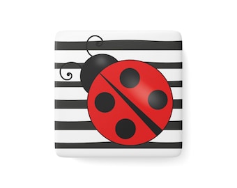 Magnet -Lady Bug- Porcelain - Gift for Her - Chirstmas Stocking - Birthday - Hostess - Grab Bag Gift - Good Luck