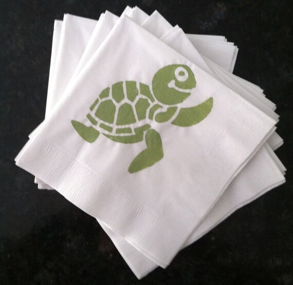 Items similar to Green and White Turtle Paper Cocktail/ Luncheon