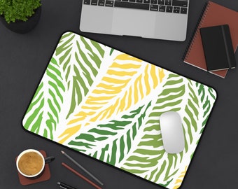 Bright Green Leaf Print Desk Mat - Palm - Office Decor- Workspace - Home Office - Birthday Present - Mother's Day - Birthday - Christmas